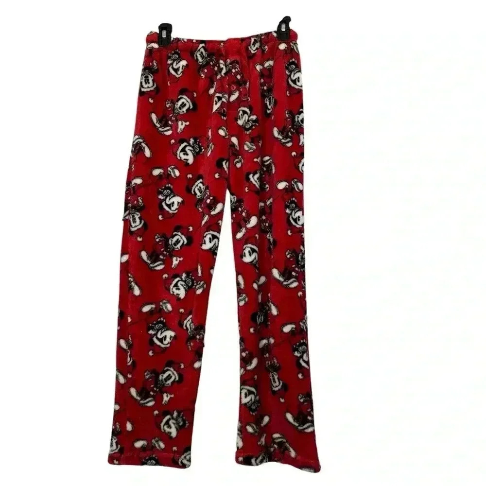 Disney Mickey Mouse Plush Fleece Pajama Pants Bottoms Christmas Holiday Size S